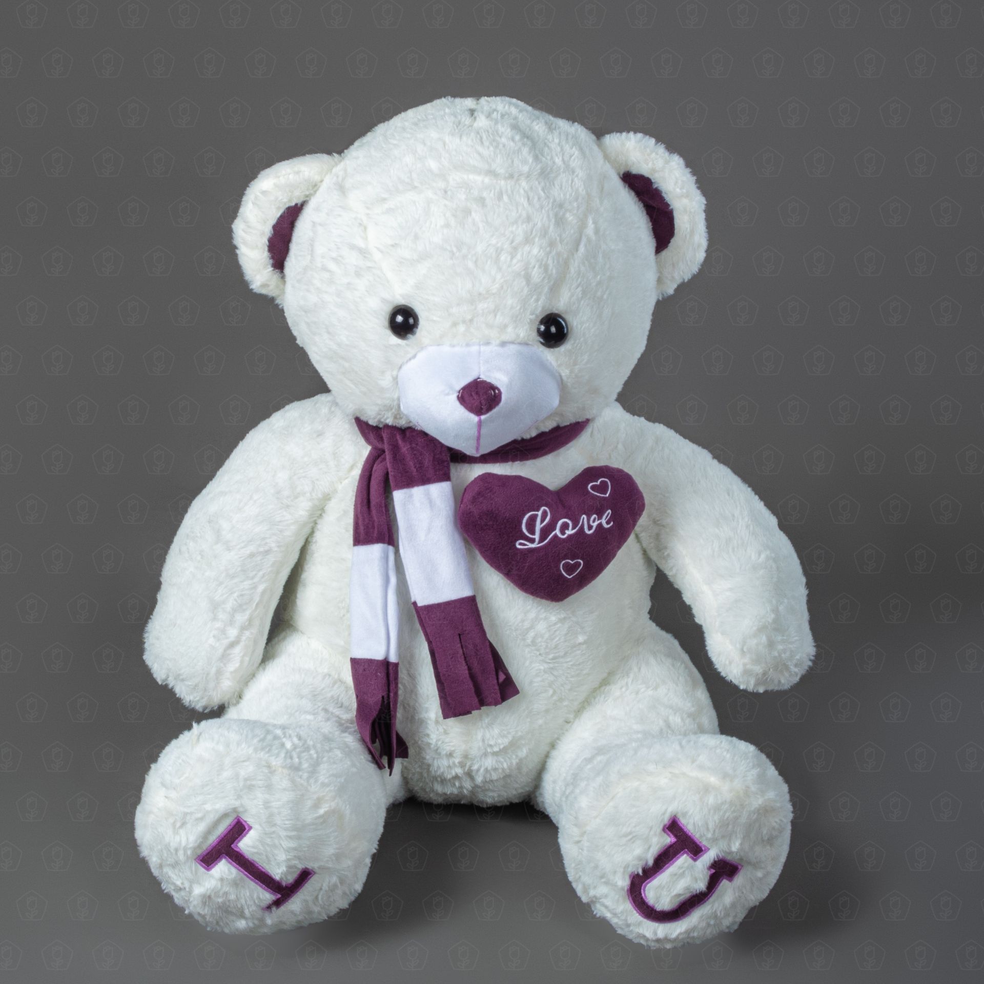 Мягкая игрушка "Медведь белый с сердцем" 80 см.